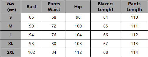 Baby Pink Two-Piece Suit Set Size Chart