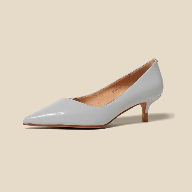 Sheepskin Pumps Elegant Mid Heel Irregular V High Heels Blue - Shop at LoveMi