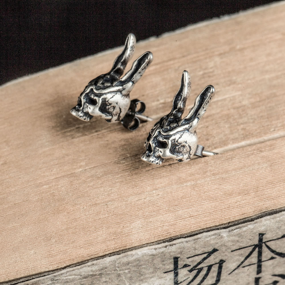 S925 Sterling Silver Non-mainstream Rabbit Stud Earrings