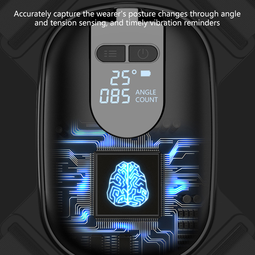 Умный корректор осанки с регулируемым углом для взрослых и детей, корректирующий тренажер для поддержки горбатой ключицы, бандаж для верхней части спины, черный