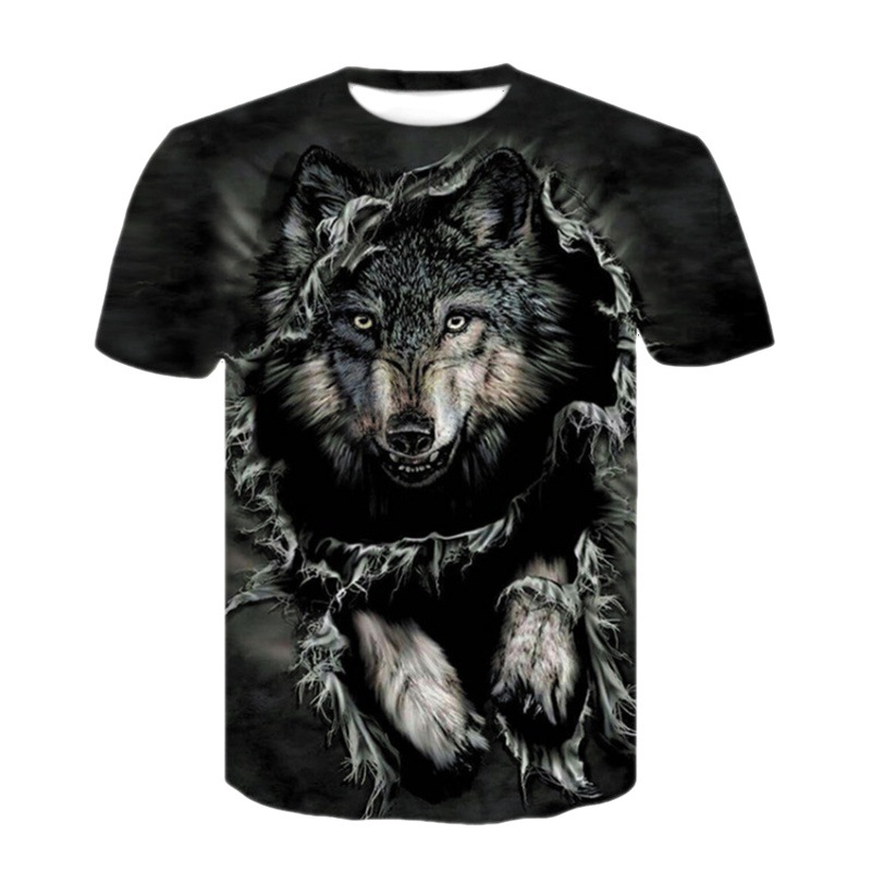 Title 8, New Moon Wolf Head 3D-geprinte T-shirt met kort...