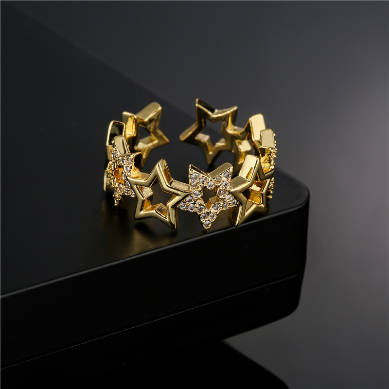 Jurchen Gold Electroplated Copper Micro Inlaid Ring
