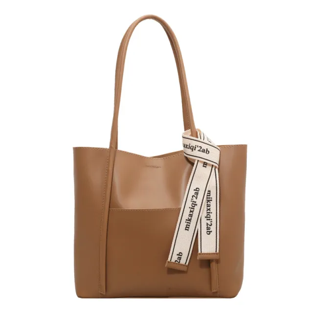 Ladies PU Letter Lace Simple Tote Bag Khaki - Shop at LoveMi