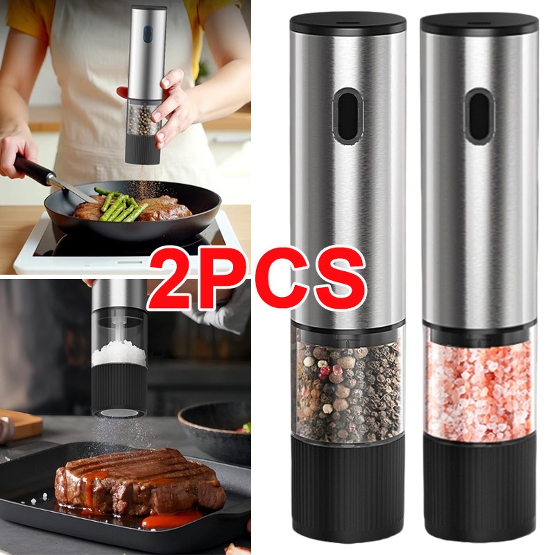 2PCS Electric Salt And Pepper Grinder Auto Mill Shaker Adjustable Coarseness V — image 8