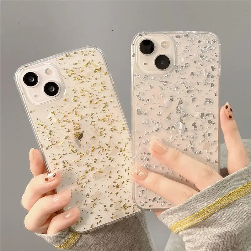 Ins Transparent Mobile Phone Case With Wind Gold And Tin Foil