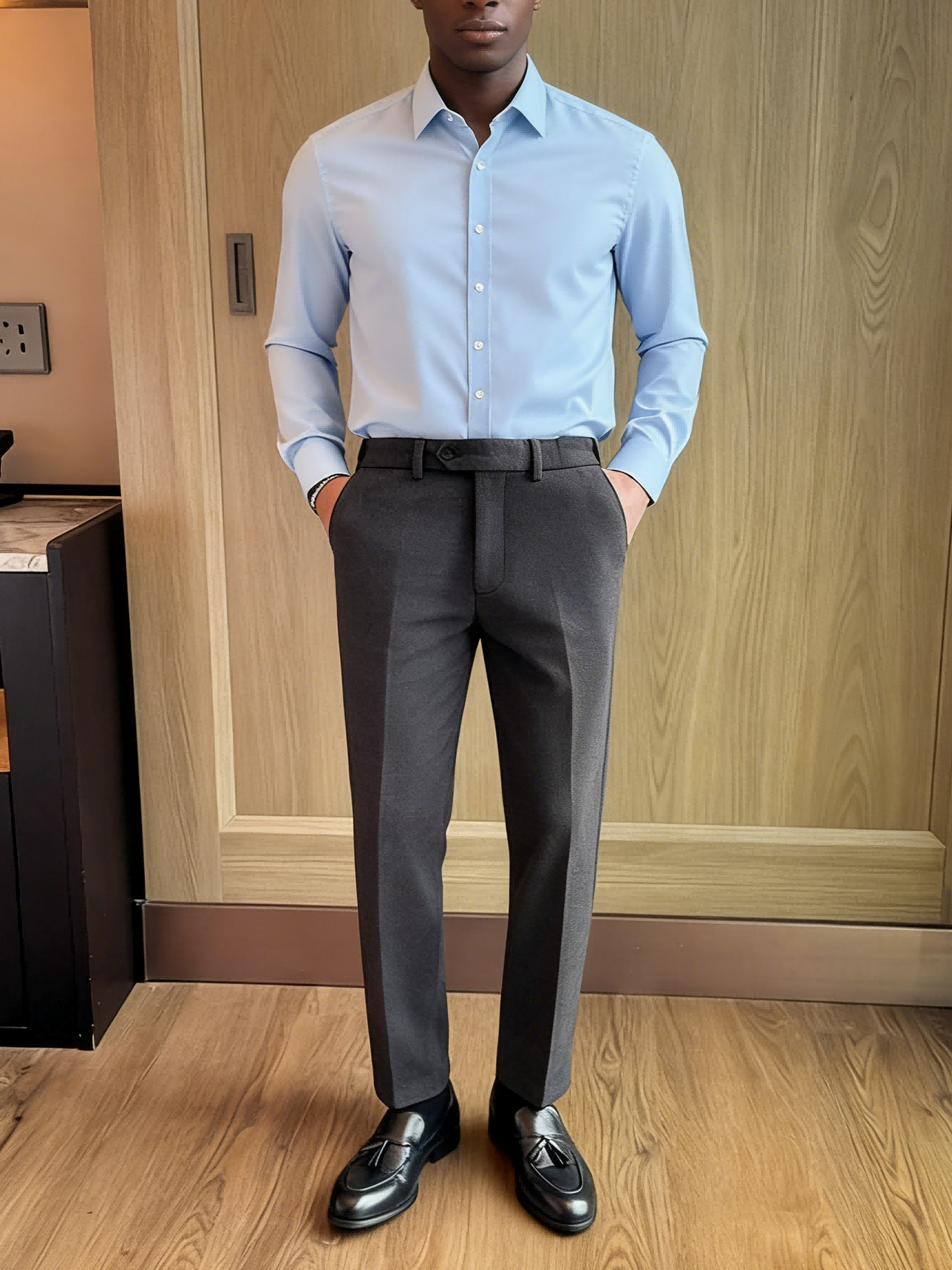 Men's Invisible Elastic Waist Thickened Warm Wool Trousers