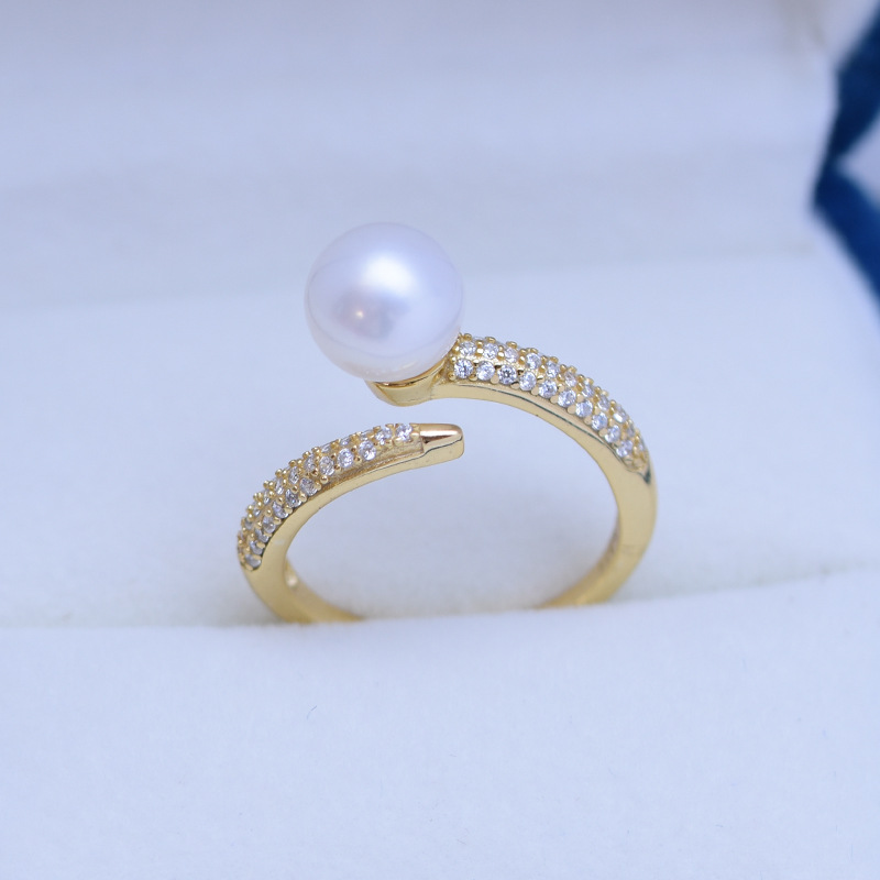 Title 5, Freshwater Pearl 8-9mmS925 Silver Adjustable Ring