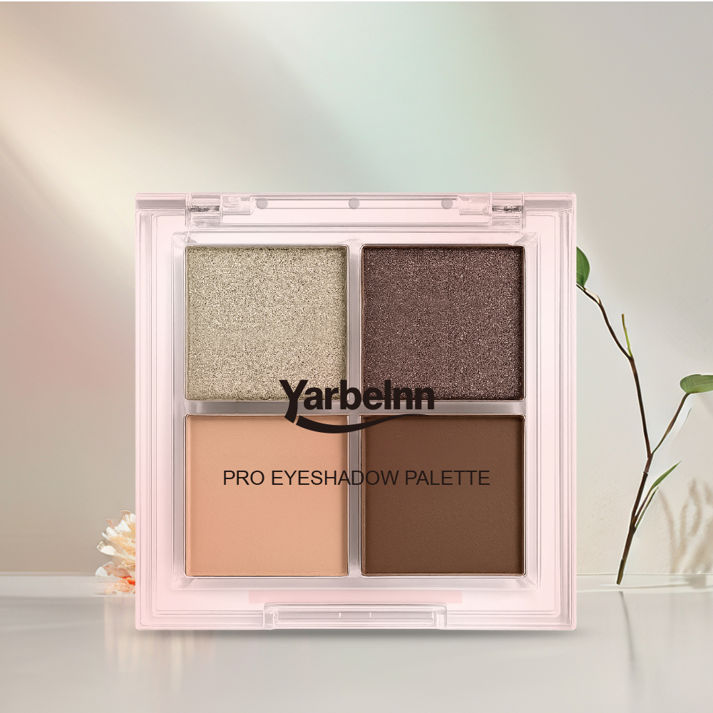 Hot Portable 4 Shades Eyeshadow Palette, Glitter Earth Tone Grape Matte Shimmer Powder, Multi-use Face Contour Cosmetics, 4g