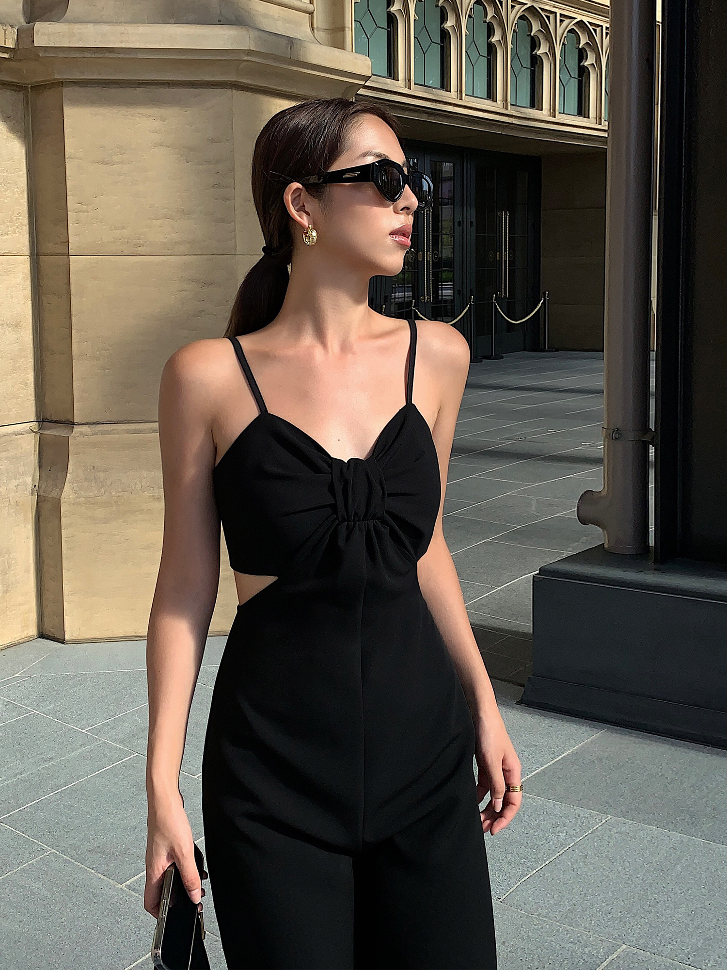 Title 4, V-Neck Sling High Waist Jumpsuit Long Wide Leg ...