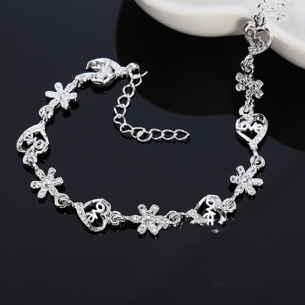 Silver Snowflake Heart Bracelet For Girls
