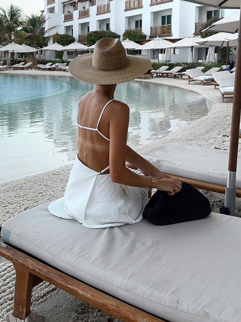 White Halter Top & Pleated Skirt Set