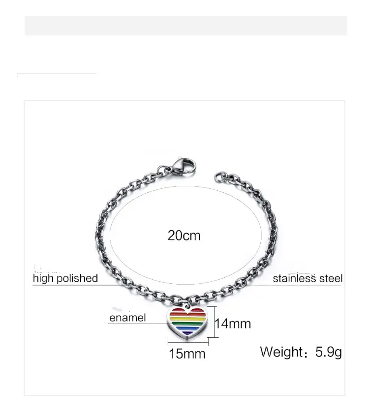 Six Color Rainbow Love Tag LGBTQ Bracelet