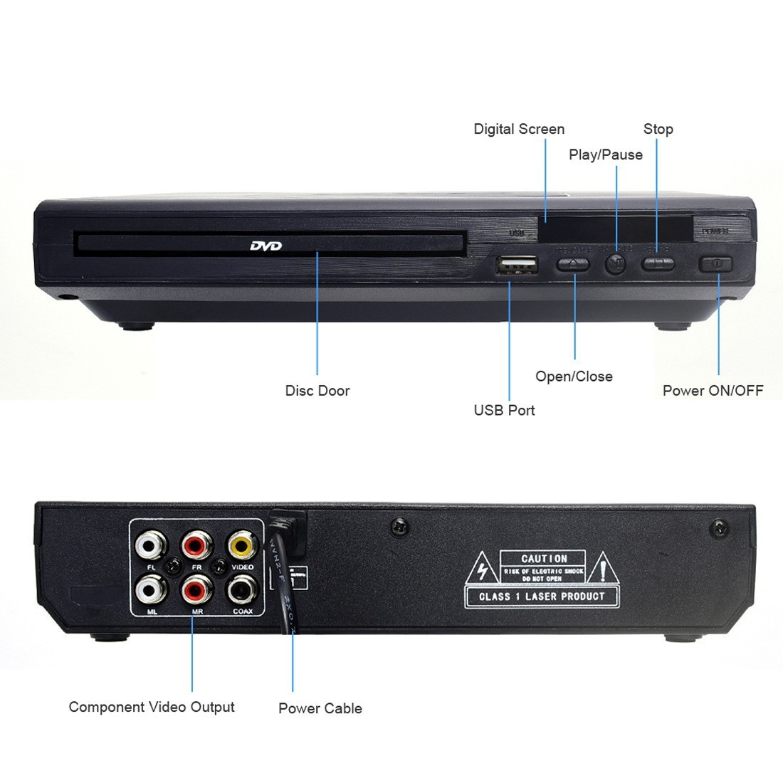 Mini DVD Player Compact Multi Region ADH RW CD VCD Music Disc USB With Remote UK