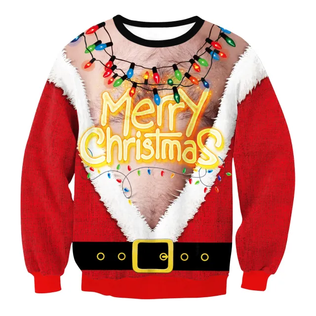 Santa Claus Balloon Print Round Neck Long Sleeve Round Neck Sweater Couple Dress Girl Swys102 Xl - Shop at LoveMi