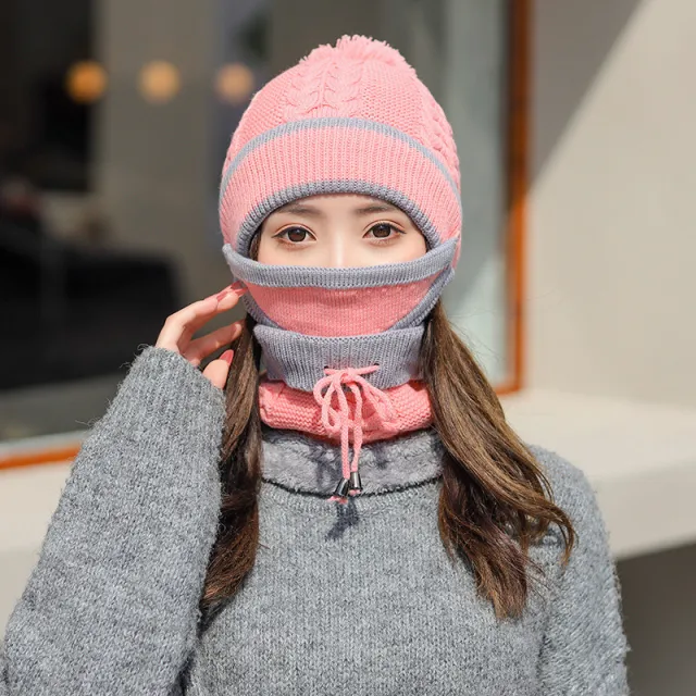 Thicken Plus Velvet Warm Ear Protection Wool Hat Pink - Shop at LoveMi