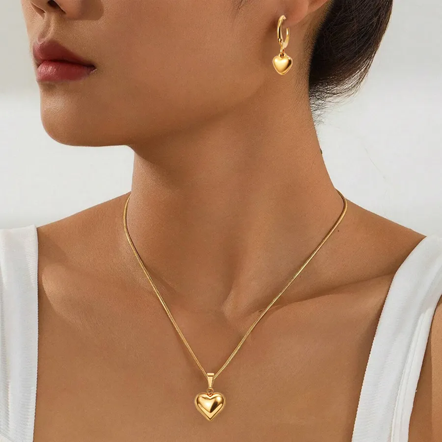 Women 3D Puffy Heart Jewelry Set Snake