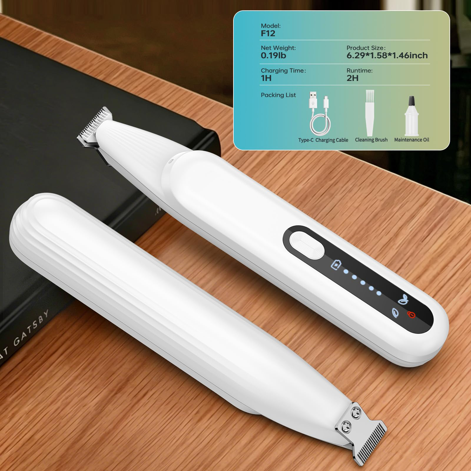 Upgrade Dog Paw Trimmer, Cordless Pet Clippers For Dogs Cats With LED Light Low Noise, Dual-Speed, IP68 Waterproof, 0.7inch Safe Blade Dog Grooming Clippers For Paws, Ears, Face, Rump, USB-C Rechagebl detail photo 4