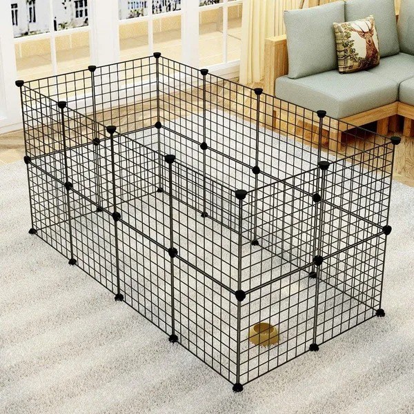 Pet Playpen, Small Animal Cage Indoor Portable Metal Wire Yard Fence For Small Animals, Guinea Pigs, Rabbits Kennel Crate Fence Tent Black Black - Shop at LoveMi