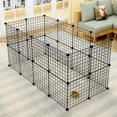 Pet Playpen, Small Animal Cage Indoor Portable Metal Wire Yard Fence For Small Animals, Guinea Pigs, Rabbits Kennel Crate Fence Tent Black - Black - View 1