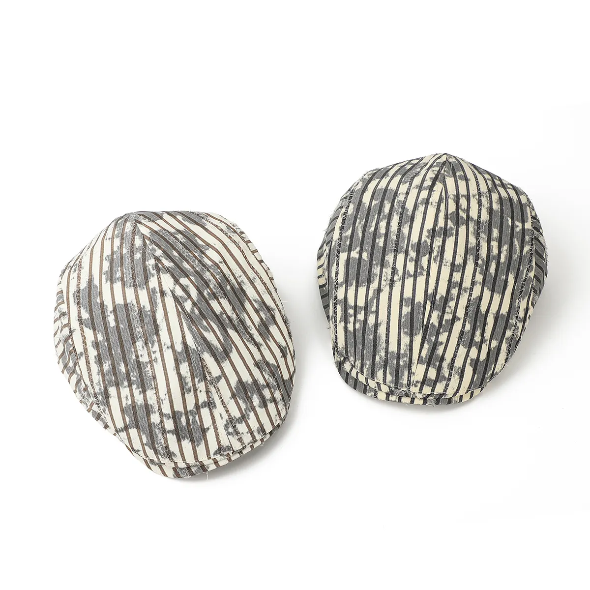 Vintage Striped Trendy Gradient Front Hat, Water-washed