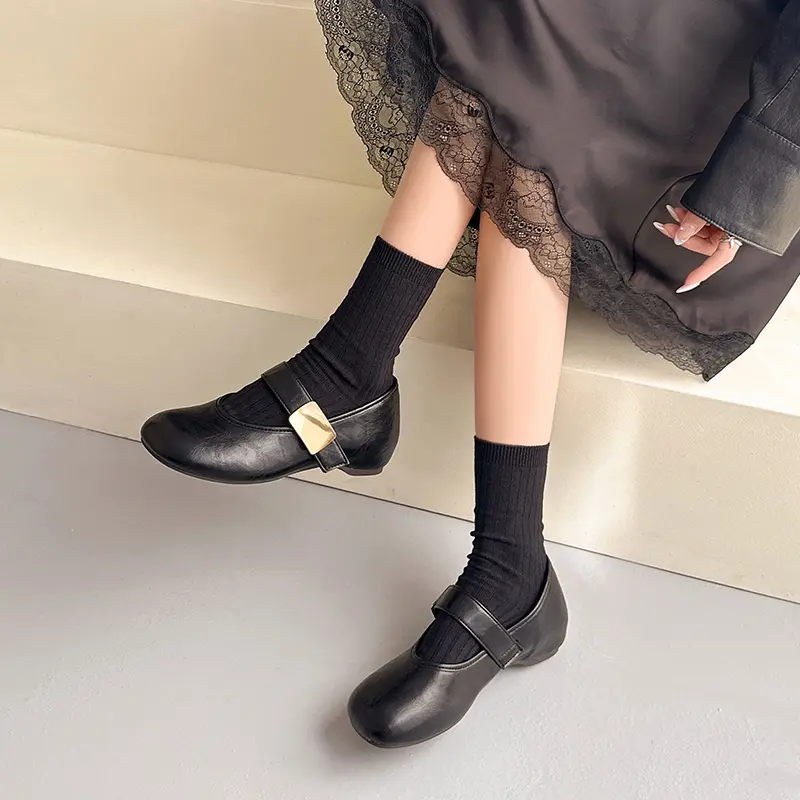 Women's Mary Jane Shoes With 5cm Hidden Heel, 2026 New Summer Shallow Square Toe Single Shoes With Strap, Soft Sole