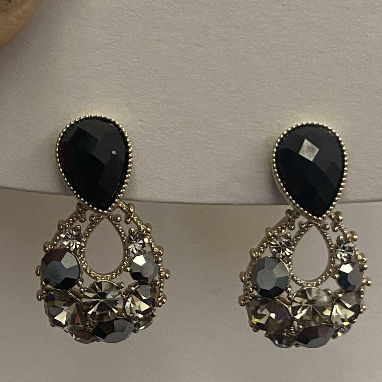 Black Water Drop Earrings, Bold Luxury Elegant Women Jewelry