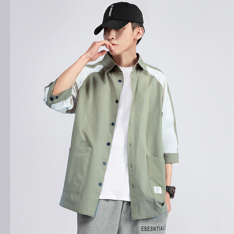 Men's Korean Style Colorblock Casual Shirt