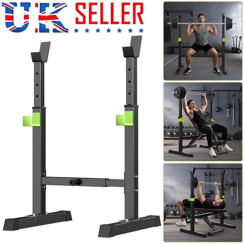 Squat Rack Stand Olympic Barbell Rack Bench Support Free Press Gym Workout UK