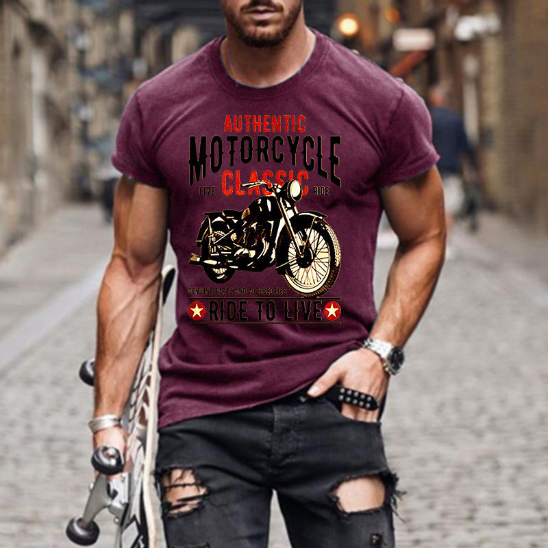 Title 2, Authentiek motorprint slim heren T-shirt met ro...