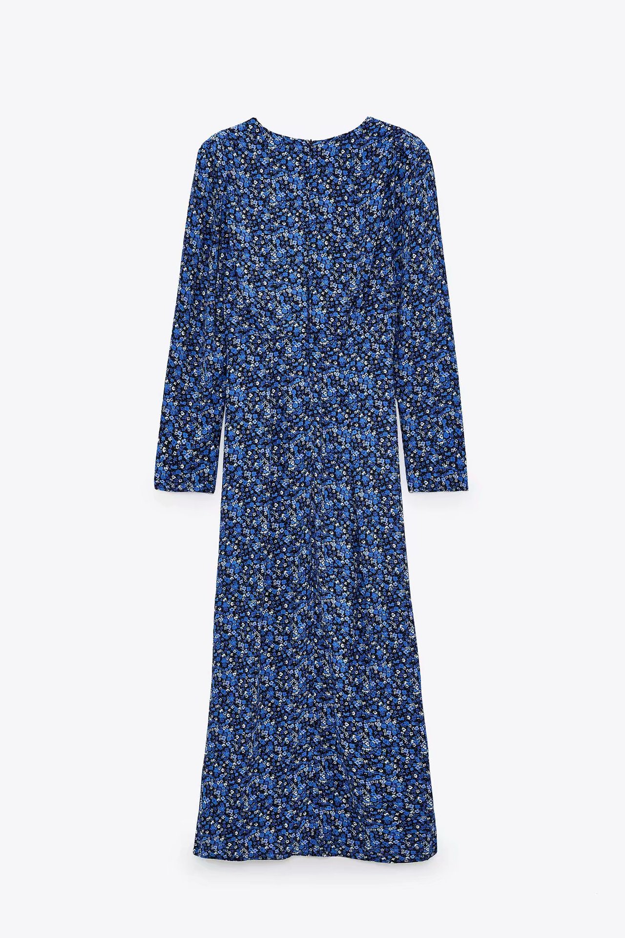 European And Beautiful Print Dress V-neck Long-sleeved Mid-length Dress Women's Clothing