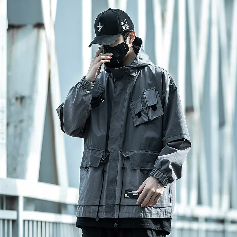 Multi-pocket Functional Hooded Work Jacket