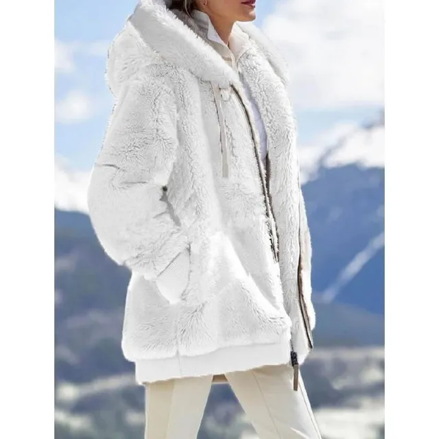 New Winter Plush Hooded Sweater Zipper Autumn Loose Winter And Zipper Women Women's Coat Hooded Warm Outwear White - Shop at LoveMi