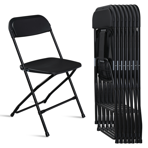 6pcs Injection Molding Classic Garden Plastic Folding Chair Black 15