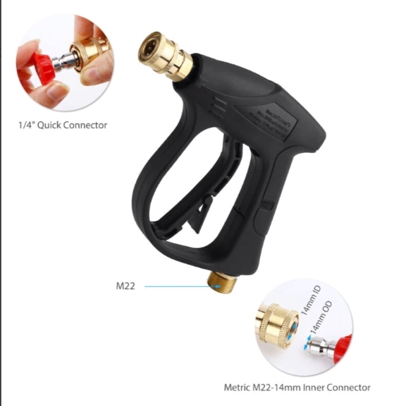 Short Wand High Pressure Car Wash Gun Heavy-Duty Brass Connector Power Washer thumbnail 11