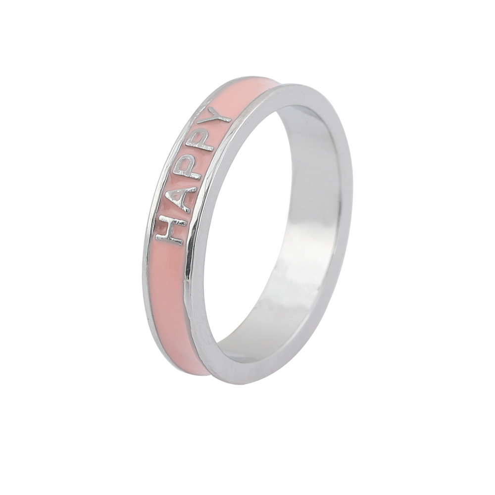 Fashionable And Popular Multi-color Letter Drip Oil Ring