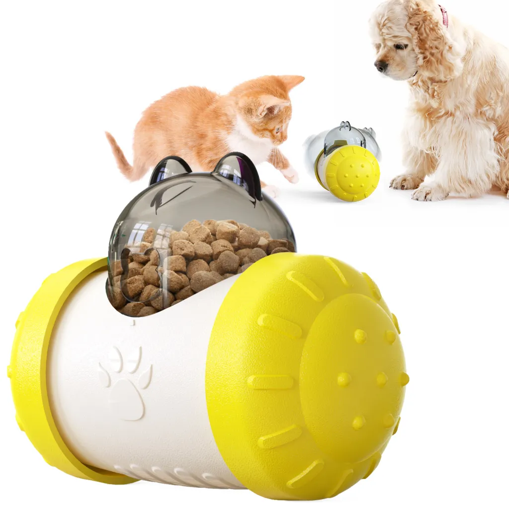 Cat Toys Interactive Dog Toys Treat Dispensing Dog Toys Cat Feeder Toy Dog Enrichment Toys Dog Treat Ball For Large Medium Small Dogs - Yellow