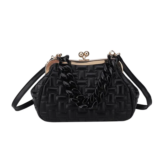 Small Design Pleated Single Shoulder Messenger Bag For Women Black - Shop at LoveMi
