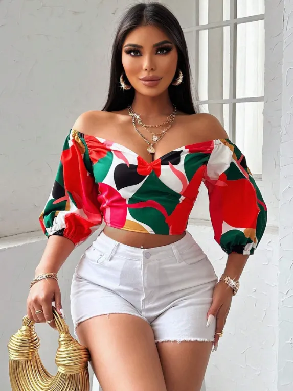 Women's Casual Short Sleeve Blouse Red - Shop at LoveMi