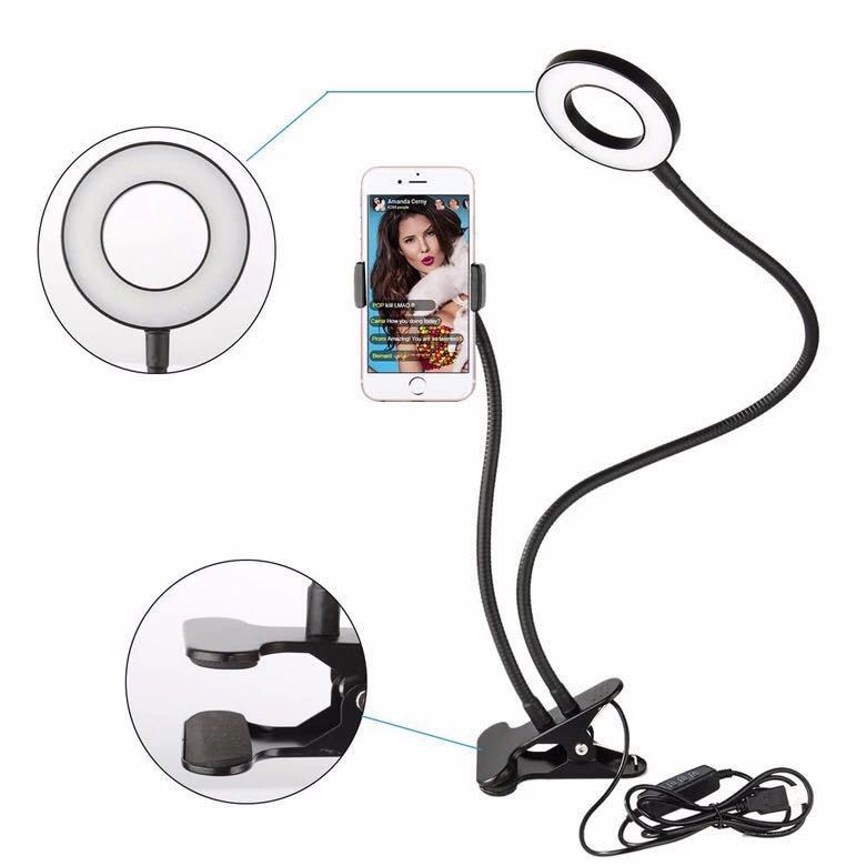 Anneau lumineux pour selfie avec support de téléphone portable pour diffusion en direct