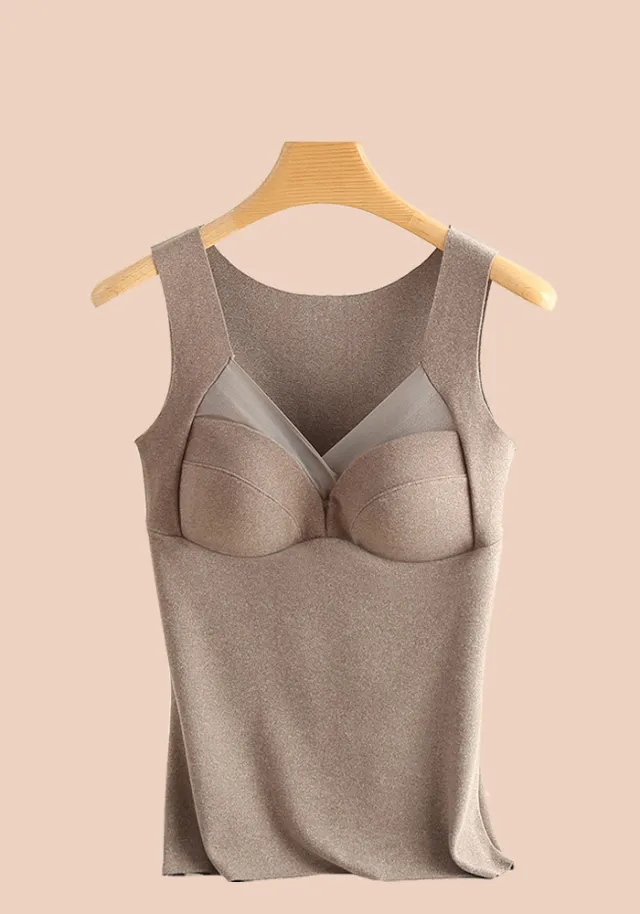 Fleece Thermal Vest Female No Trace Heat Thickened Vest Brown - Shop at LoveMi