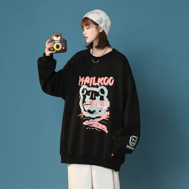 American Hiphop Sweater Women's Trendy Ins Top Black - Shop at LoveMi
