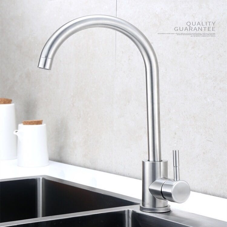 Title 1, 304 Stainless Steel Kitchen Faucet Large Curved...