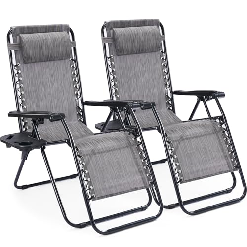 Zero-gravity Seat, 2-piece Set. Portable Recliner With Cup Holder And Adjustable Backrest.