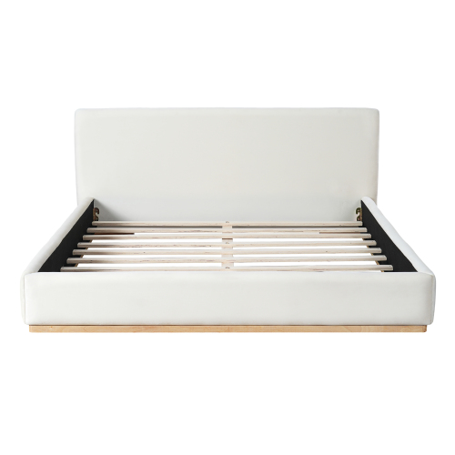 Elegant Upholstered Bed With Solid Wood Frame, Unlocking A New Experience Of Comfortable Sleeping, Queen, White