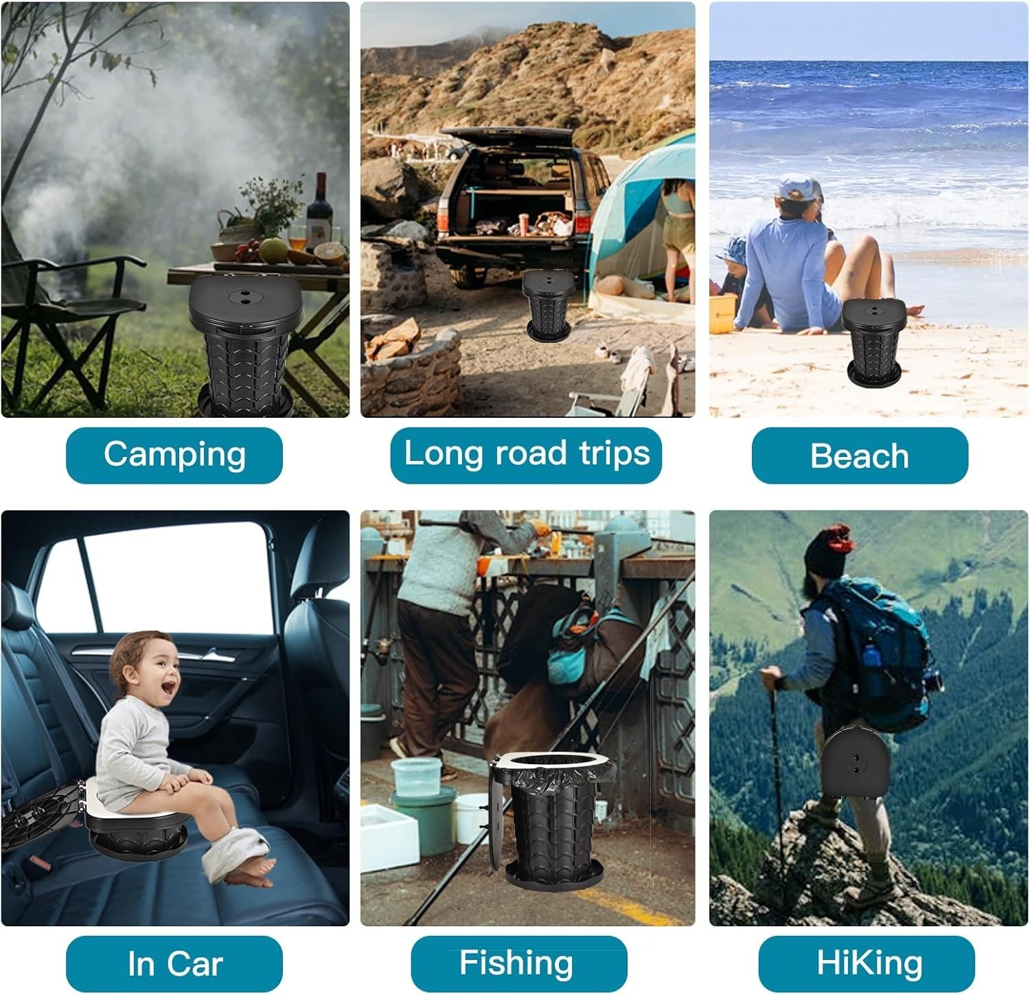 Portable Folding Camping Toilet Compact Potty Loo Caravan Picnic Fishing — image 8