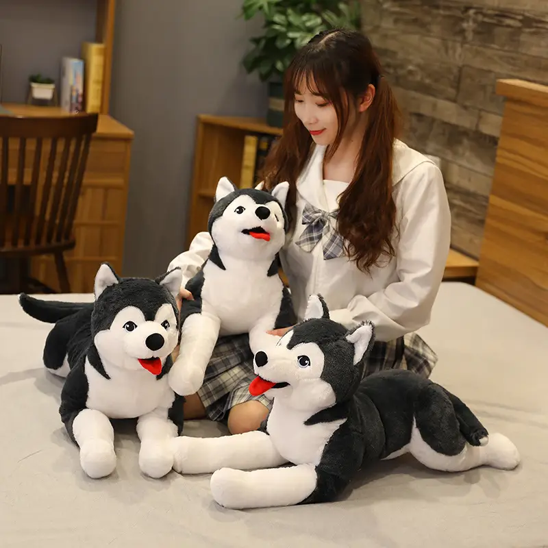 Husky With Tongue Out  Plush Dog Rag Doll