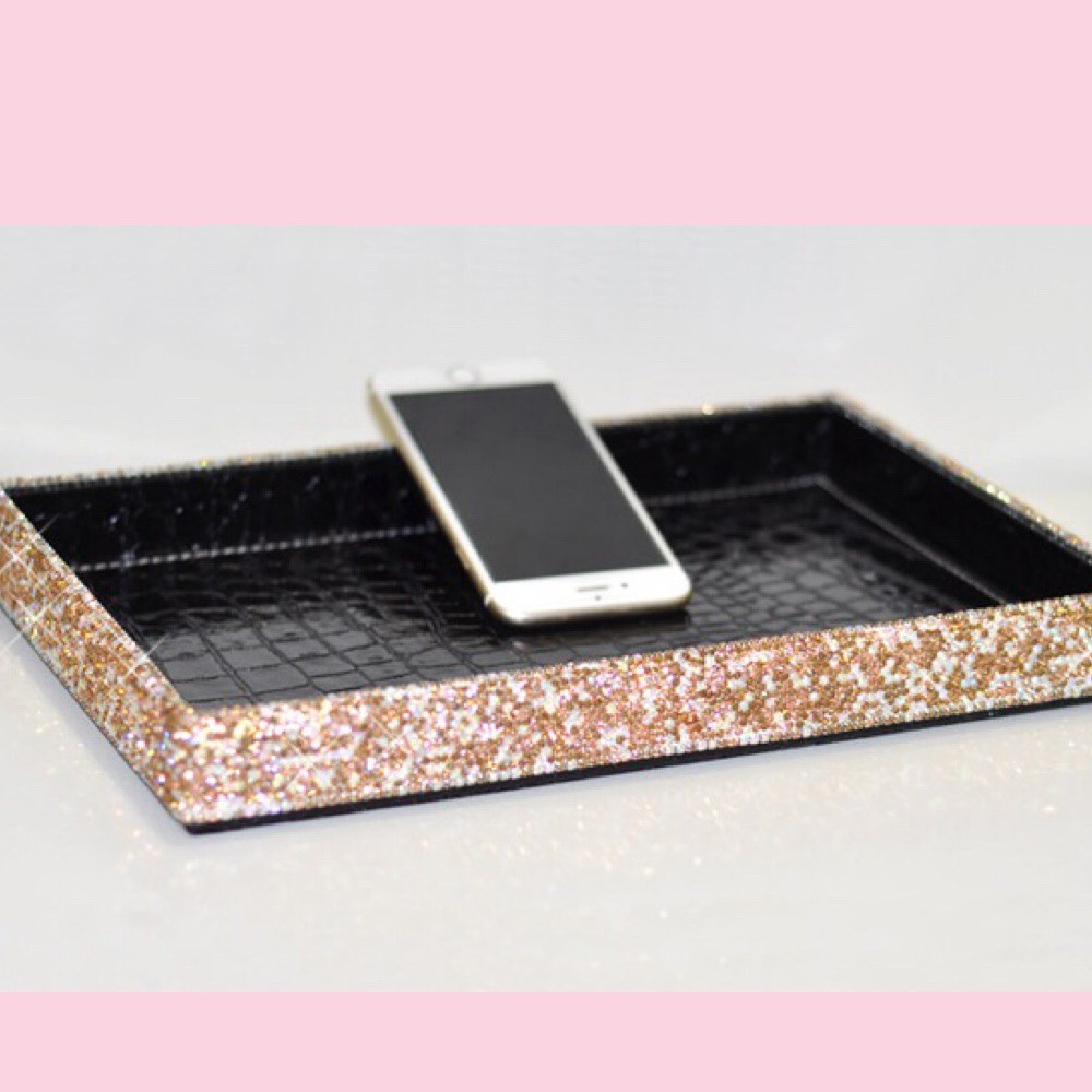 Diamond Encrusted Rhinestone Desktop Storage Tray - 3