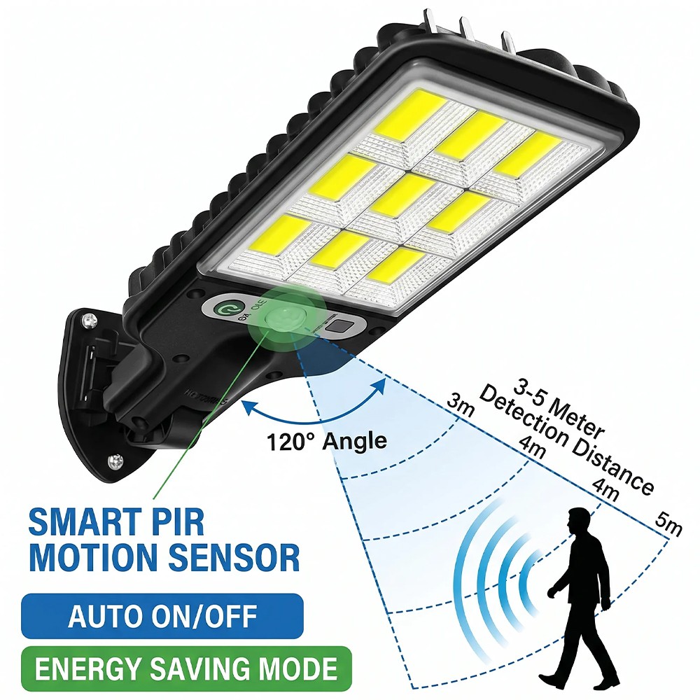 4PCS 6000W LED Solar PIR Motion Sensor Wall Light Security Garden Lamp WRemote — image 5