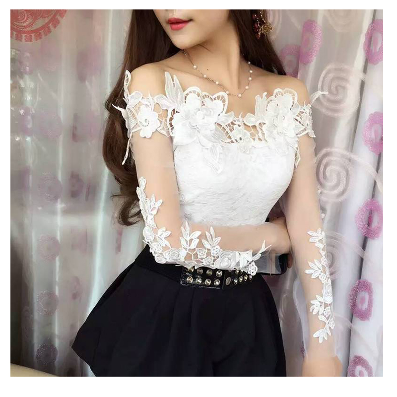 HEAVY INDUSTRY EMBROIDERY 3D FLORAL SLIM SHORT TOP White - Shop at LoveMi