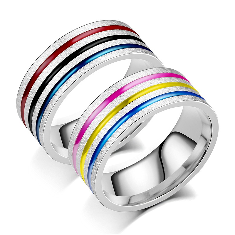 Title 4, Titanium Steel Ring Rainbow Drops Of Oil, a dur...